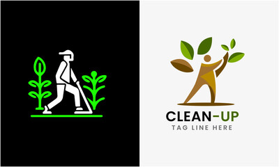 Agriculture maintenance cleanup, Garden Lawn care, garden cleaner man, tree cleanup icon, farmer, lawn service sample template