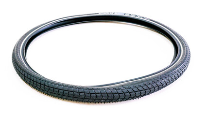 rubber bicycle tire on white background.