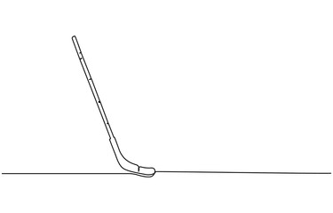 Hockey stick line continuous drawing vector. Hockey icon, Vector Stock illustration, Golf stick Club One Line Drawing, Golf ball. Vector drawing on a white background, Hockey Stick for grass, 