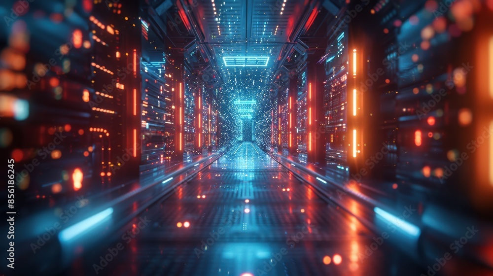 Aufkleber in a futuristic setting, a holographic display projects vivid, three-dimensional images that float m