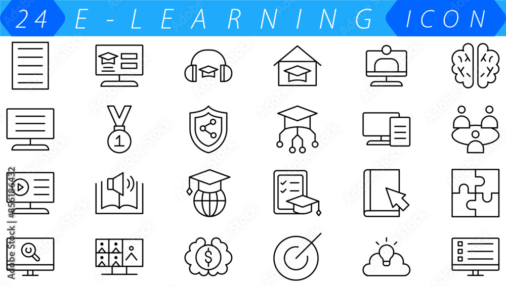 Poster set of 24 core values web icon set in line style. innovation, integrity, customers, accountability, 