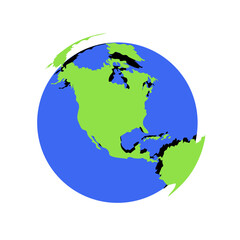 globe earth from america perspective exploded simple