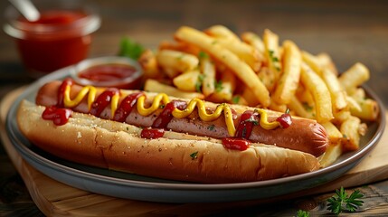 Hotdog with a large sausage filled with melted mayonnaise