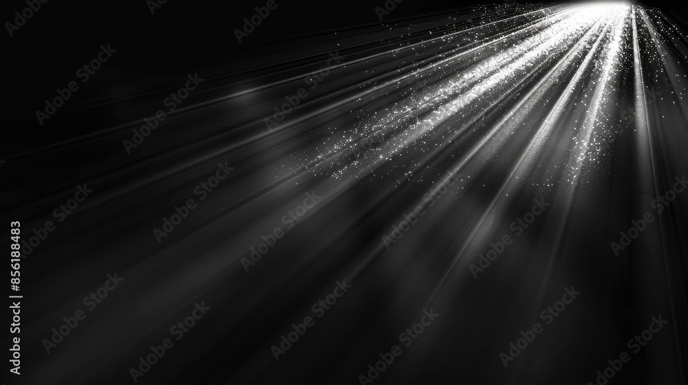 Aufkleber isolated rays of light on black background for overlay design or screen blending