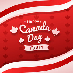 Happy Canada day vector Podium banner, greeting card. Canadian wavy flag in 1st of July national patriotic holiday horizontal design