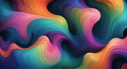 Fototapeta premium Abstract Wave Illustration Background: Colorful Dynamic Shapes 