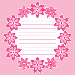 Flower Pink letter frame vector illustration