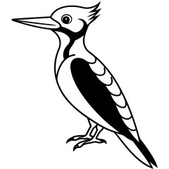 Woodpecker vector line art and silhouette illustration
