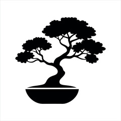 Bonsai tree silhouette vector illustration