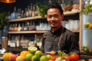 Expert mixologist hosting a cocktailmaking workshop, expertise workshop, mixology and beverage crafting