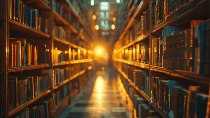 Fototapeta premium Blurred Library Background with Books