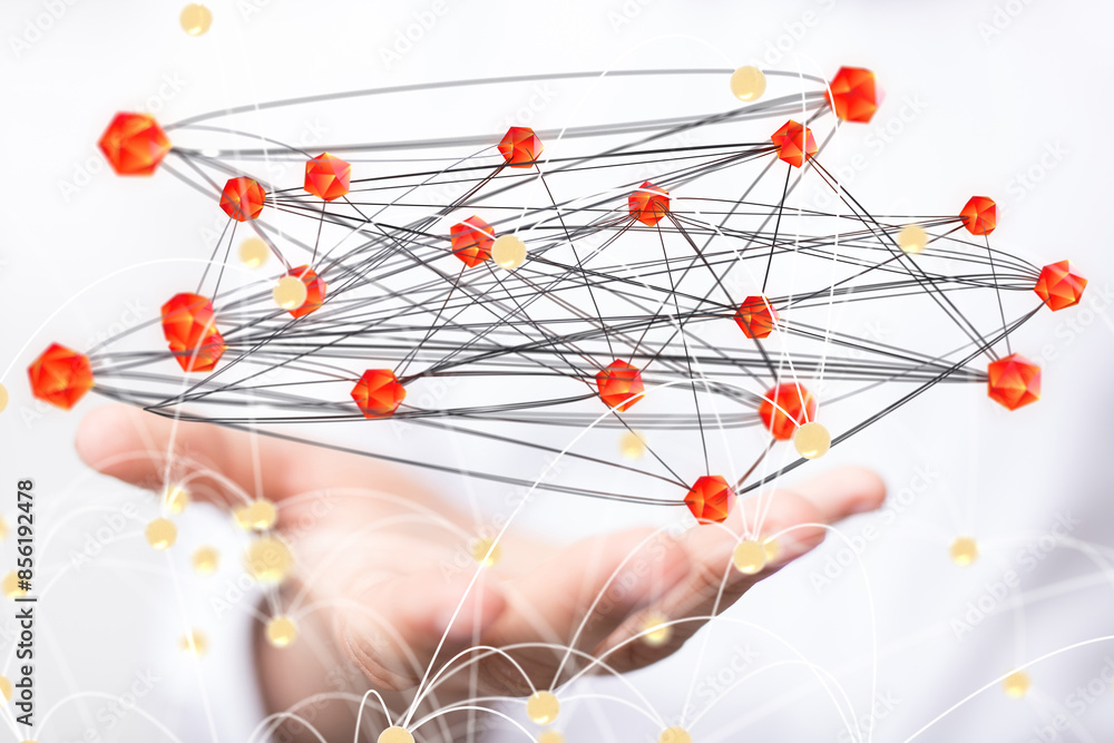 Poster conference digital network and data concept 3d