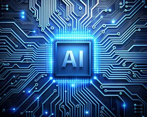 Artificial Intelligence or AI circuit technology futuristic background concept