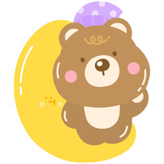 Baby bear sleeping on the cloud