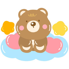 Baby bear sleeping on the cloud