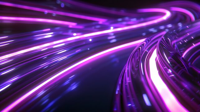 Neon Purple Light Tunnels Abstract background