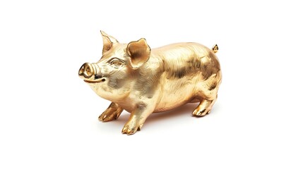 Gold pig on white background