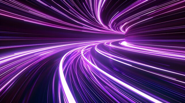 Neon Purple Light Tunnels Abstract background