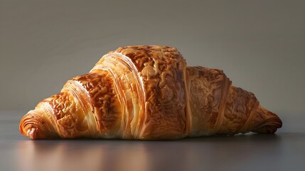 Buttery croissant on a grey background