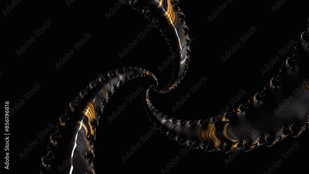 Canvas Prints flying through luxury gold fractal tunnel on black background. simple background animation
