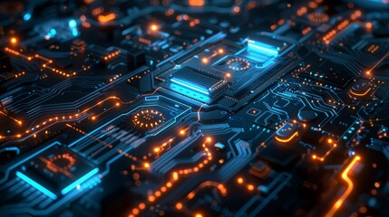 Obraz premium Close Up of a Futuristic Circuit Board