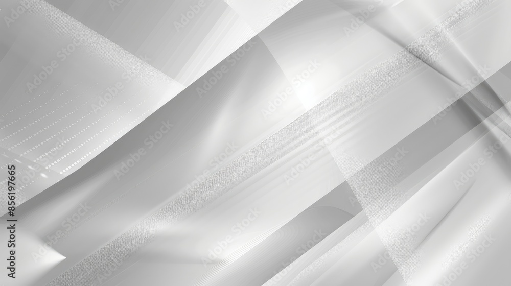 Poster abstract white and silver light pattern on a gray gradient background, accented with metal textures 