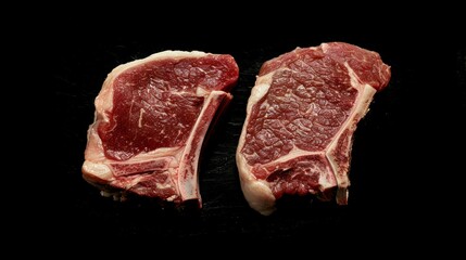 Fototapeta premium Savory Steaks on Black Background, Perfect for Foodie Ads Generative AI
