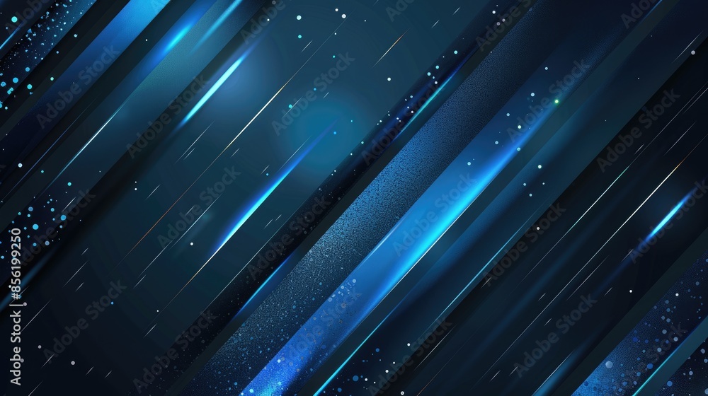 Poster abstract blue and black light pattern with gradient, forming a clean and modern diagonal background 