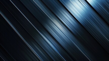 Obraz premium Abstract blue and black gradient light pattern with sleek metal texture, creating a modern diagonal background.