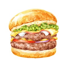 Hamburger delicious fast food illustration 