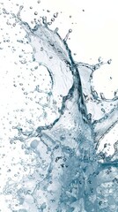 Splash of water with bubbles and drops on white background, dynamic movement concept