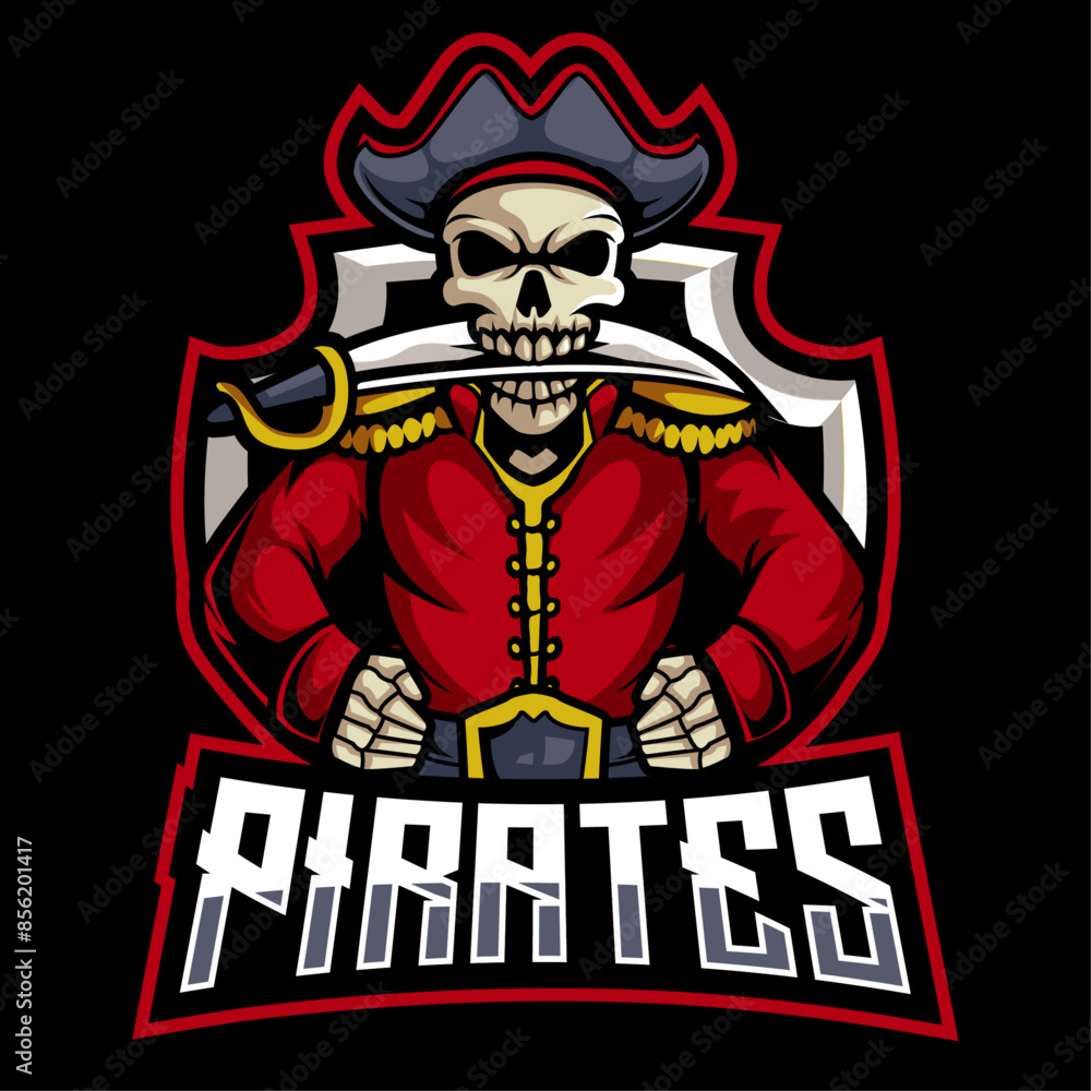 Sticker Illustration of Pirates mascot gaming logo design