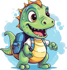 Vector cute trex dinosaur wearing a graduation hat and a lot of book illustrations with AI © Hiron