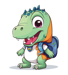 Vector cute trex dinosaur wearing a graduation hat and a lot of book illustrations with AI © Hiron