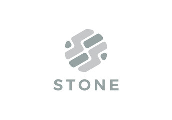 creative brick stone in circle shape logo design template