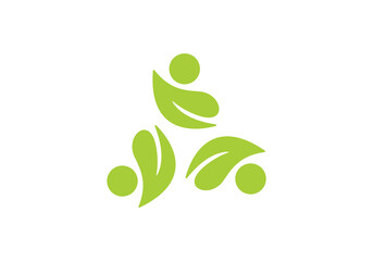 people and leaf logo, healthy growth concept icon design