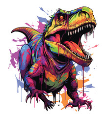 Vector cute trex dinosaur wearing a graduation hat and a lot of book illustrations with AI © Hiron