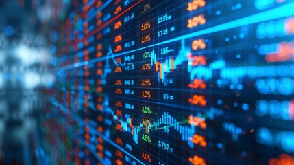 Visualization of increasing financial data on a monitor screen