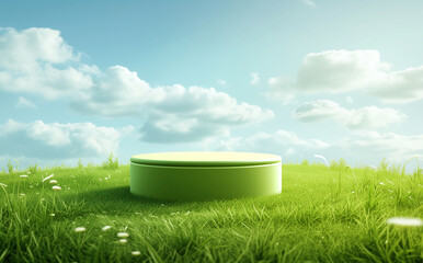 green grass on blue sky background