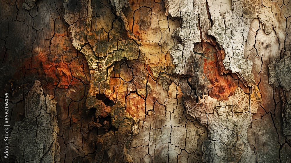Poster abstract textured background of tree bark in warm tones.