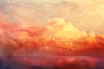 Fototapeta premium Abstract sunset sky with vibrant orange, yellow and pink clouds.