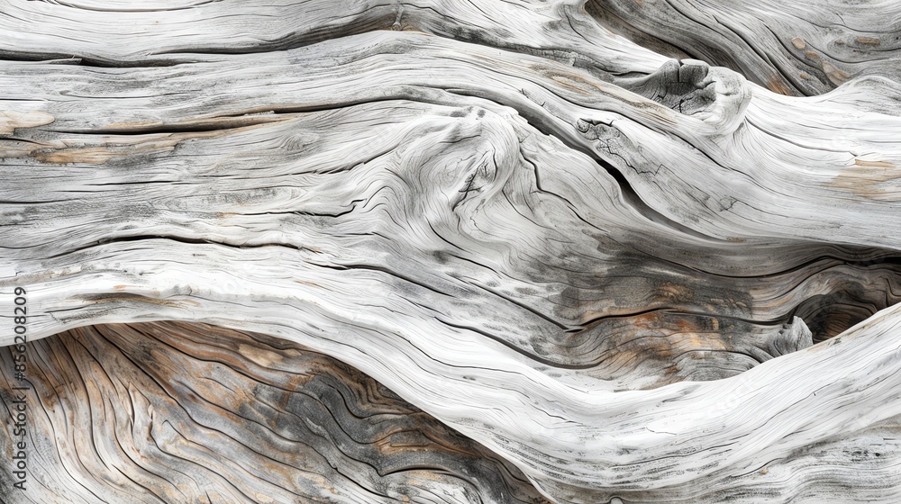 Poster close-up of weathered, gnarled wood texture with intricate grain patterns. natural background with r
