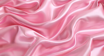 Obraz premium Pink satin fabric background with soft folds and waves