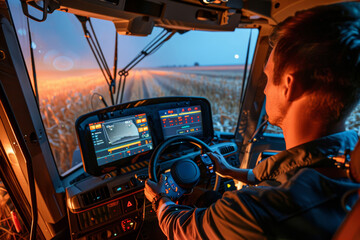 Modern Agriculture: Advanced Technology in Combine Harvester Operation During Corn Harvest