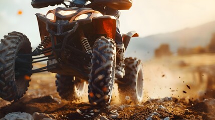 person drive atv vehicle on offroad track, extreme sport activities theme, created with generative...