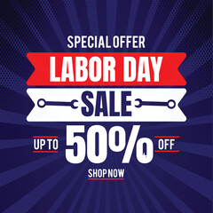 Fototapeta premium Happy Labor Day.Sale promotion Poster or Banner for American Labor Day and art template design, brochure style,