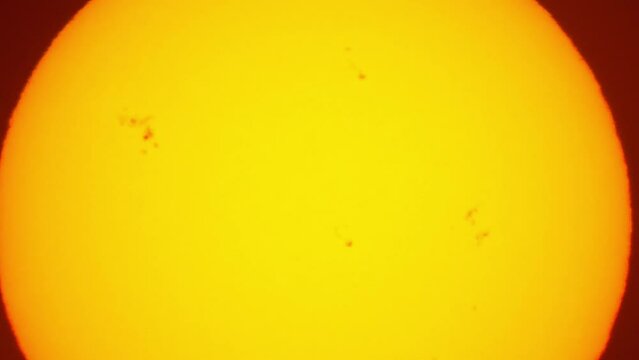 Close of Sunspots on the Surface of the Sun. Strong magnetic fields on the surface of the sun Solar flares and coronal mass ejections, CME. Apocalyptic, doomsday end of the world. Real footage.