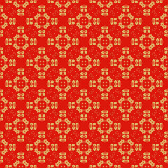 red, gold, flower, china, fabric abstract seamless pattern. design for background, wallpaper, carpet, clothing, batik, textile, embroidery, sarong, interior, floor, curtain, printing