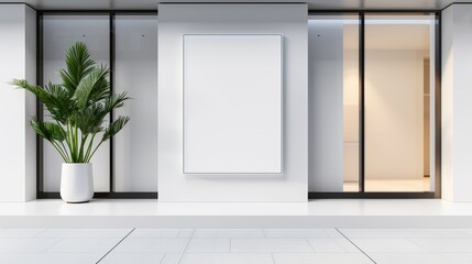 Detailed mockup of a horizontal sign on a trendy retail store facade, large blank space for custom message, sophisticated design with clean lines and elegant storefront windows