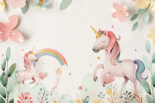 paper cutout of a unicorn and her baby